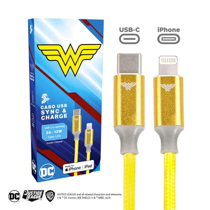 Imagem de Carregador Gan Flash Cabo Usb C X Lightning Mulher Maravilha
