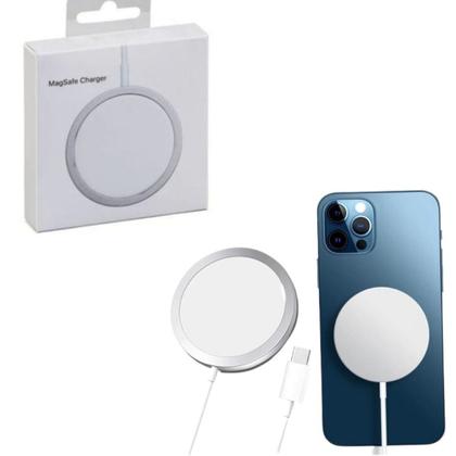 Imagem de Carregador Indução Magsafe Magnético Fonte 20w UsbC Kit Completo Compatível com Iphones 11 12 13 14 15 16 17 Pro Max Bivolt