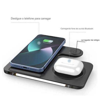 Imagem de Carregador Indução Sem Fio 3 Em 1 Dock Station P/ Watch podS Kaidi KNC-9097