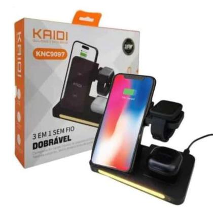 Imagem de Carregador Indução Sem Fio 3 Em 1 Dock Station P/ Watch podS Kaidi KNC-9097
