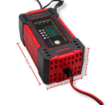Imagem de Carregador Inteligente 12V para Bateria Automotiva  Digital Automático com Reparação por Pulso