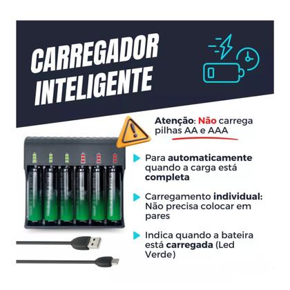 Imagem de Carregador Inteligente Bateria 18650 14500 16340 3,7v/4,2v