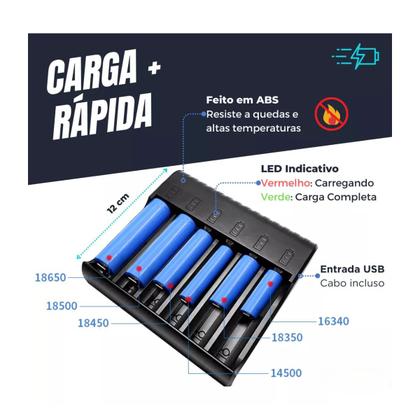 Imagem de Carregador Inteligente Bateria 18650 14500 16340 3,7v/4,2v