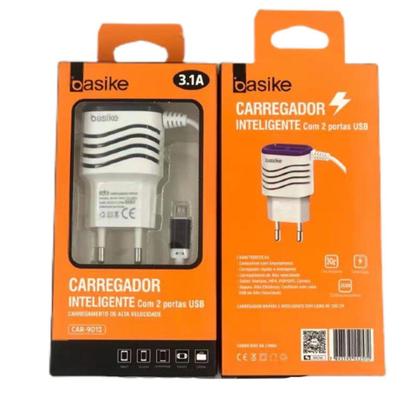 Imagem de Carregador Inteligente Micro USB V8 Rápido 3.1A 2 Saídas Usb - BASIKE