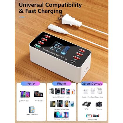 Imagem de Carregador Inteligente Profissional Usb Fast Charger 8 Portas QC + PD 40W