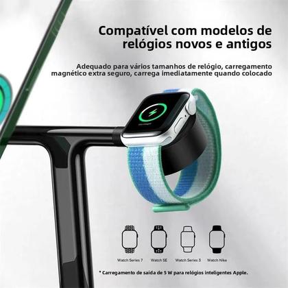 Imagem de Carregador Magnético Wireless 3 em 1 com Carga Rápida 20W para iPhone 15/14/Pro/Airpods