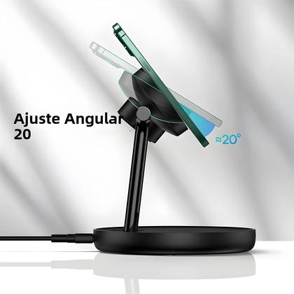 Imagem de Carregador Magnético Wireless 3 em 1 com Carga Rápida 20W para iPhone 15/14/Pro/Airpods