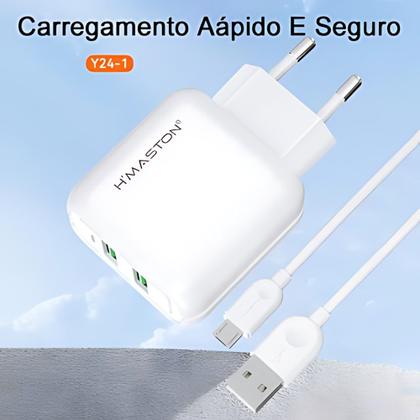 Imagem de Carregador Micro Usb Turbo 2 Entradas Micro Usb V8 Android