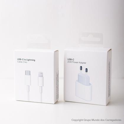 Imagem de Carregador Novo Completo UsbC 20W Turbo Compativel Iphone 11,12,13,14,Promax,ipad Adaptador Tomada Fonte Turbo Lacrado com garantia
