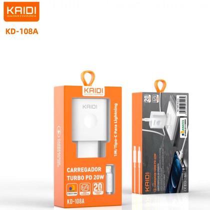Imagem de Carregador Original Kaidi 20W USB-C com Cabo Lightning Compatível com iPhone XR 11 12 13 14