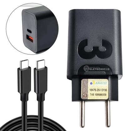 Imagem de Carregador Original Ztd Compativel One Vision Plus Moto G 5G Plus One Fusion Carga Turbo MDYUSBC1M