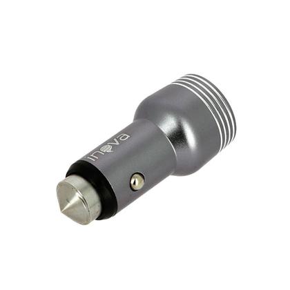 Imagem de Carregador Para Carro Mega Rápido 3.4A Com 2 Entradas USB Com Cabo Tipo C Cinza CAR-G5115 - Inova