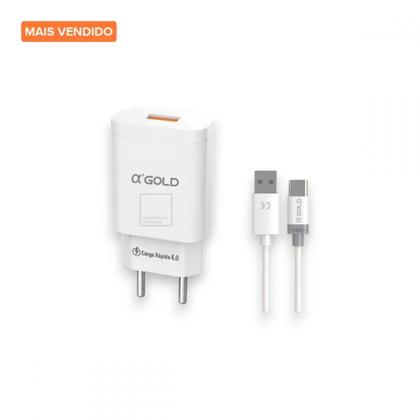 Imagem de Carregador para Celular Tablet Turbo 30W Tipo C Kit Cabo  Fonte USB 1m