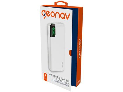 Imagem de Carregador Portátil 20.000 mAh - 2 saídas USB + 1 saída USB-C -Geonav