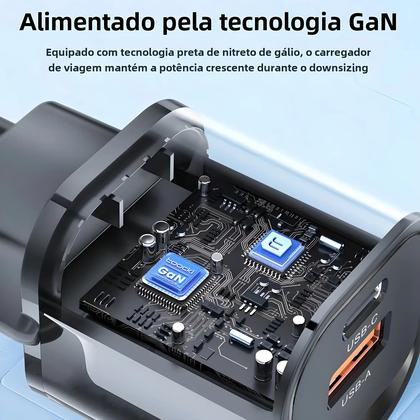 Imagem de Carregador Portátil GaN USB-C de Alta Velocidade - Compatível com iPhone, Xiaomi, OnePlus, Realme (PD3.0/QC3.0)