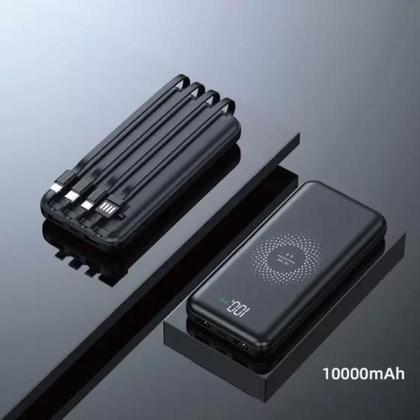 Imagem de Carregador Portátil Indução Com cabos 4 saidas Universal Power Bank 10000mah