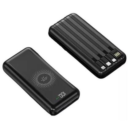 Imagem de Carregador Portátil Indução Com cabos 4 saidas Universal Power Bank 10000mah