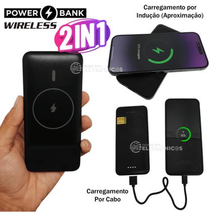 Imagem de Carregador Portátil Por Indução Sem Fio 10000mah Acompanhar Cabo USB-C MAX0536