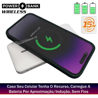 Imagem de Carregador Portátil Por Indução Sem Fio 10000mah Acompanhar Cabo USB-C MAX0536