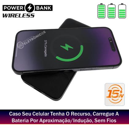 Imagem de Carregador Portátil Por Indução Sem Fio 10000mah Acompanhar Cabo USB-C MAX0536
