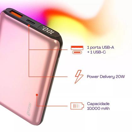 Imagem de Carregador Portátil Power Bank 10.000mah Rose Gold Geonav