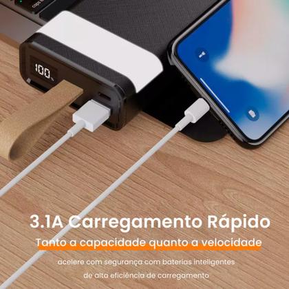 Imagem de Carregador Portátil Power Bank 20.000mah Turbo Universal com Lanterna Preto