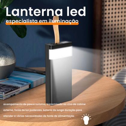 Imagem de Carregador Portátil Power Bank 20.000mah Turbo Universal com Lanterna Preto