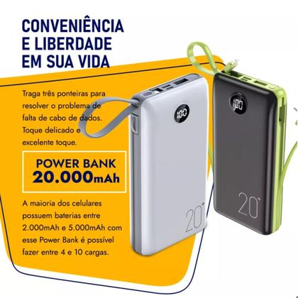 Imagem de Carregador Portatil Power Bank 20000mah Bateria Externa Universal Compativel iPhone Samsung Motorola