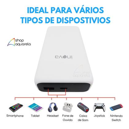 Imagem de Carregador Portátil Power Bank 22.5W Turbo 20.000mAh 1 saida USB 1 saida Tipo C Universal com Display de Bateria Original Inova