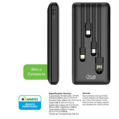 Imagem de Carregador Portátil (power Bank) I2go 10000mah 4 Em 1 - I2go