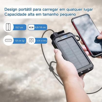 Imagem de Carregador Portátil Power Bank Solar Usb Preto