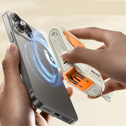 Imagem de Carregador Portátil Sem Fio Indução 10000mah Carregamento Rápido Com Suporte Para Celular