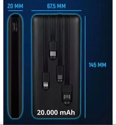 Imagem de Carregador Potátil 4 em 1 universal 20000mah Turbo