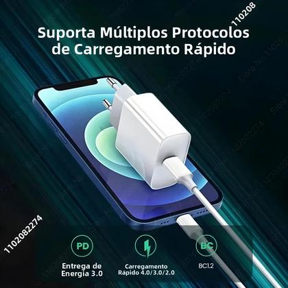 Imagem de Carregador Rápido PD USB C De 30W Para Apple iPhone 11 12 13 14 15 16 17 Air pro Max Cabo De