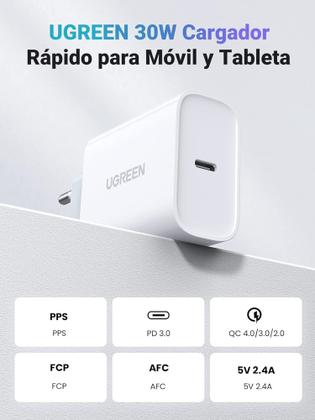 Imagem de Carregador rápido UGREEN 30W USB C suporta 25W 20W Power Delivery 3.0/2.0 e Quick Charge 4.0/3.0