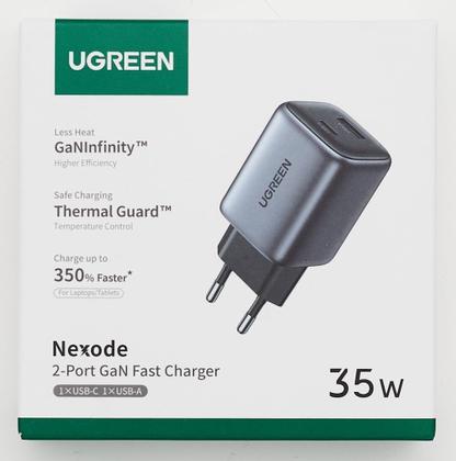 Imagem de Carregador Rápido UGREEN 35W USB C + USB-A GaN PD 3.0 QC 4+ suporta versões 33W 30W 25W 20W