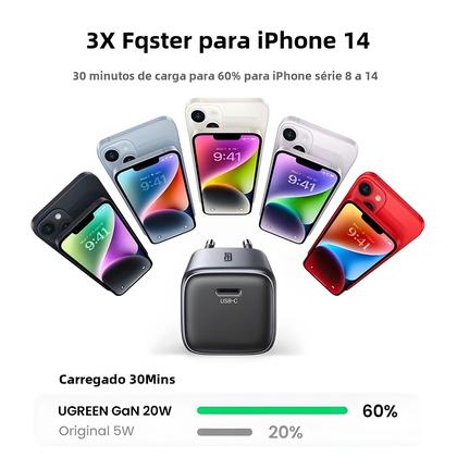 Imagem de Carregador Rápido USB-C 20W/30W PD e QC3.0 - Compatível com iPhone 15, 14, 13