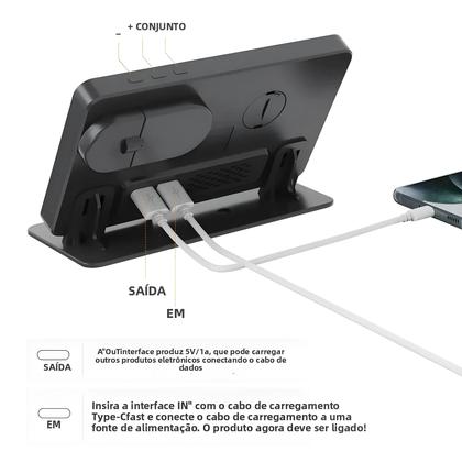 Imagem de Carregador Sem Fio e Despertador com Doca de Carregamento Rápido para iPhone 15/14 e Samsung S23/S22