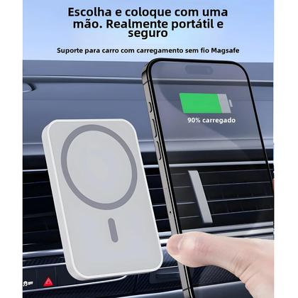 Imagem de Carregador Sem Fio MagSafe 15W para iPhone 15/14/13/12 - Suporte para Carro