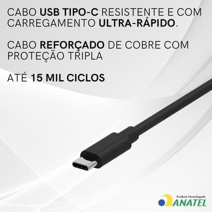 Imagem de Carregador Super Turbo 50W Ultra Rápido Tipo C Com Carregamento Rápido  Cabo Tipo C Compatível Com Todos Aparelhos Tipo C