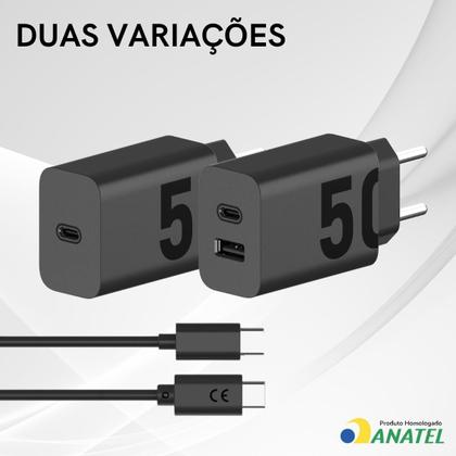 Imagem de Carregador Super Turbo 50W Ultra Rápido Tipo C Com Carregamento Rápido  Cabo Tipo C Compatível Com Todos Aparelhos Tipo C