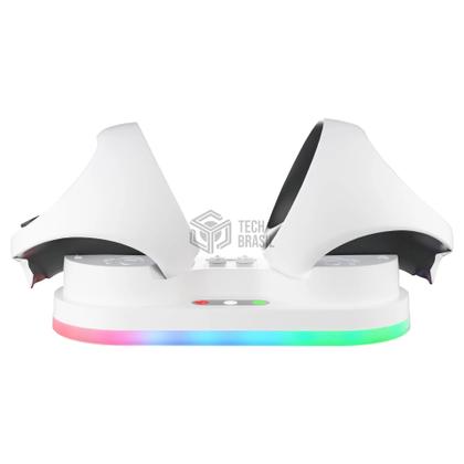 Imagem de Carregador Suporte Dock Led Para Controle Oculos Playstation PS VR2 Sense Branco