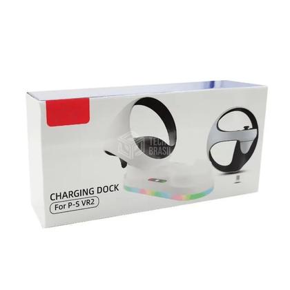 Imagem de Carregador Suporte Dock Led Para Controle Oculos Playstation PS VR2 Sense Branco