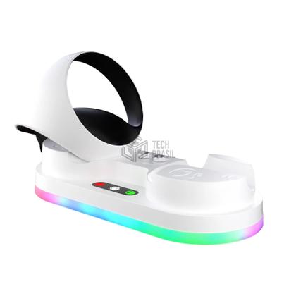 Imagem de Carregador Suporte Dock Led Para Controle Oculos Playstation PS VR2 Sense Branco
