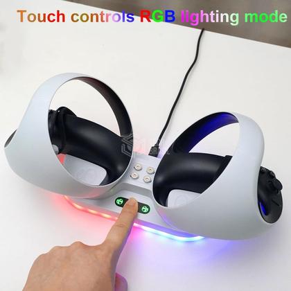Imagem de Carregador Suporte Dock Led Para Controle Oculos Playstation PS VR2 Sense Branco