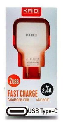 Imagem de Carregador Tomada Duplo Super Rápido + Cabo Usb Type C 1 Mt - Kaidi