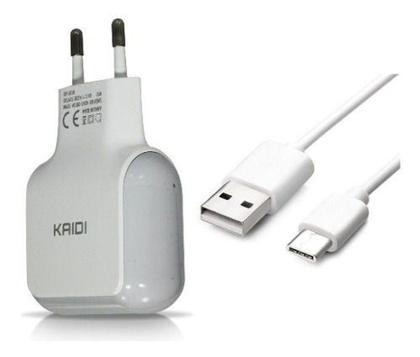 Imagem de Carregador Tomada Duplo Super Rápido + Cabo Usb Type C 1 Mt - Kaidi