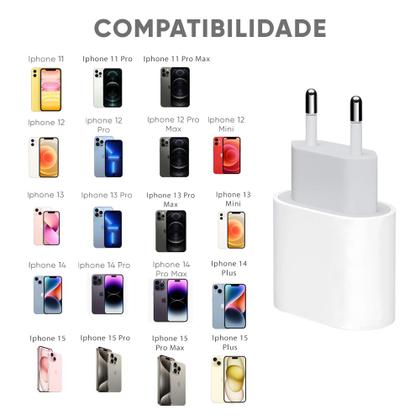 Imagem de Carregador Turbo 20W + Cabo Lightning USB-C Compatível Iphone 11 12 13 e 14 Pro Max