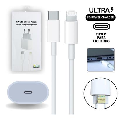 Imagem de Carregador Turbo 25W com Cabo Compatível com iPhone 7 a 14 Pro Max  USBC