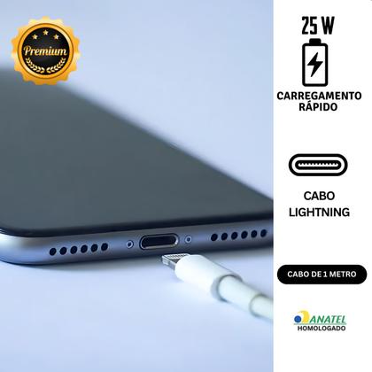Imagem de Carregador Turbo 25W com Cabo Compatível com iPhone 7 a 14 Pro Max  USBC